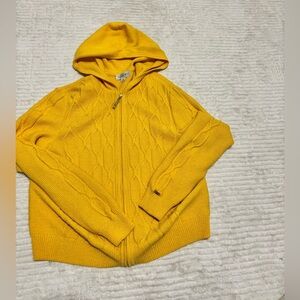 Yellow Hooded Women's Cardigan